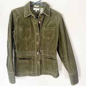 Jones Sport Army Green Corduroy Jacket Collar Pockets Academia Equestrian Small